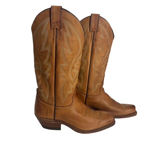 Justin Women’s Bent Rail Cowgirl Boots 7.5 B USA Made Tan - Picture 1 of 8